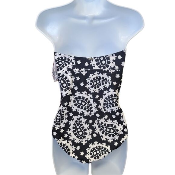 NWOT Anne Cole Paisley Strapless Ruched Onepiece Swimsuit - Picture 4 of 6